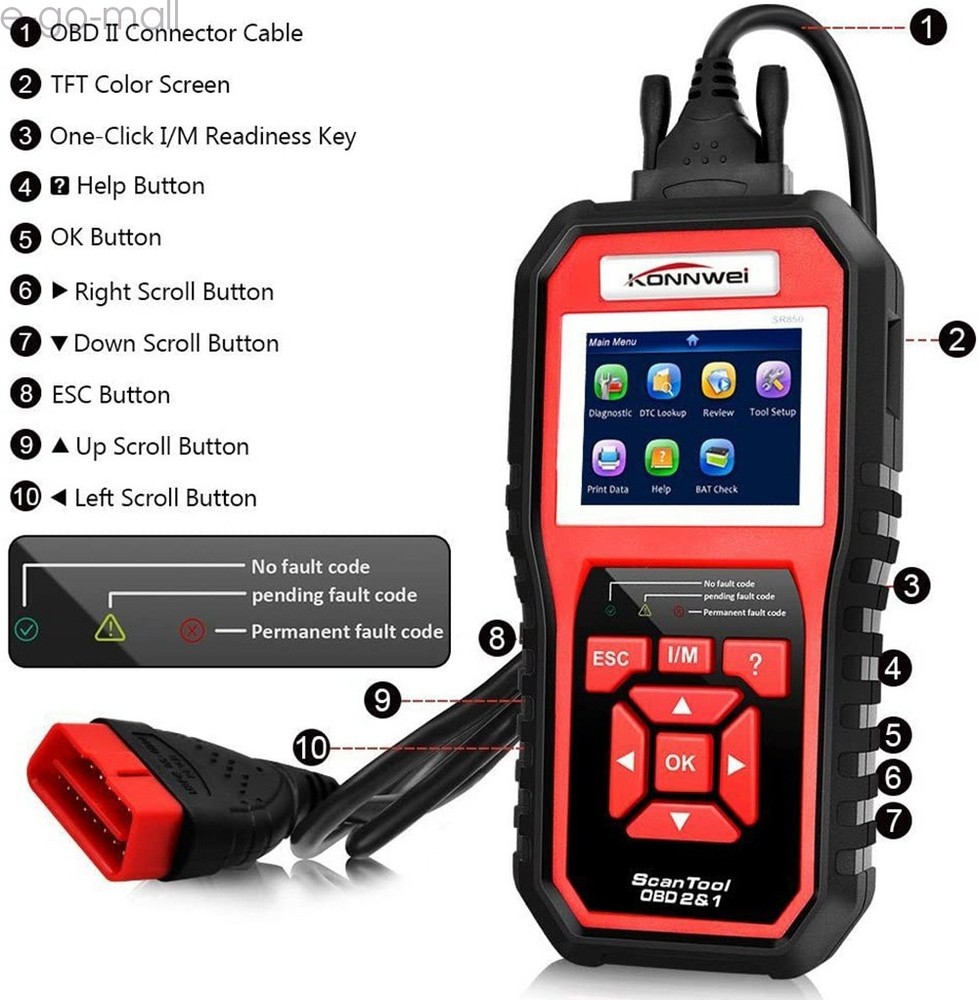 K805 OBDII Car Diagnostic Scanner Check Engine Engine Fault Code Read Scanner