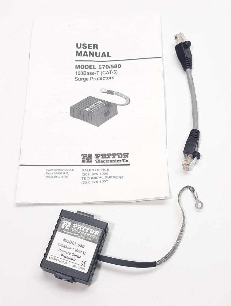 Patton Electronics 100BASE-T Primary Surge Protector Model 570/580