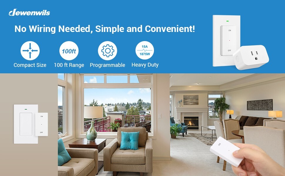 DEWENWILS Remote Control Outlet Wireless Wall Mounted Light Switch Plug in