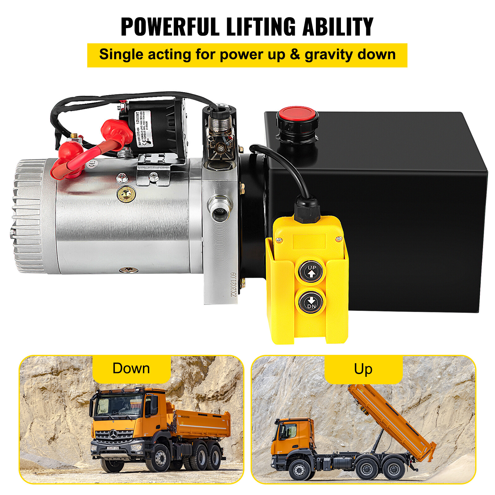 4 Quart Single Acting Hydraulic Dump Trailer Power Unit Lift Remote Remote