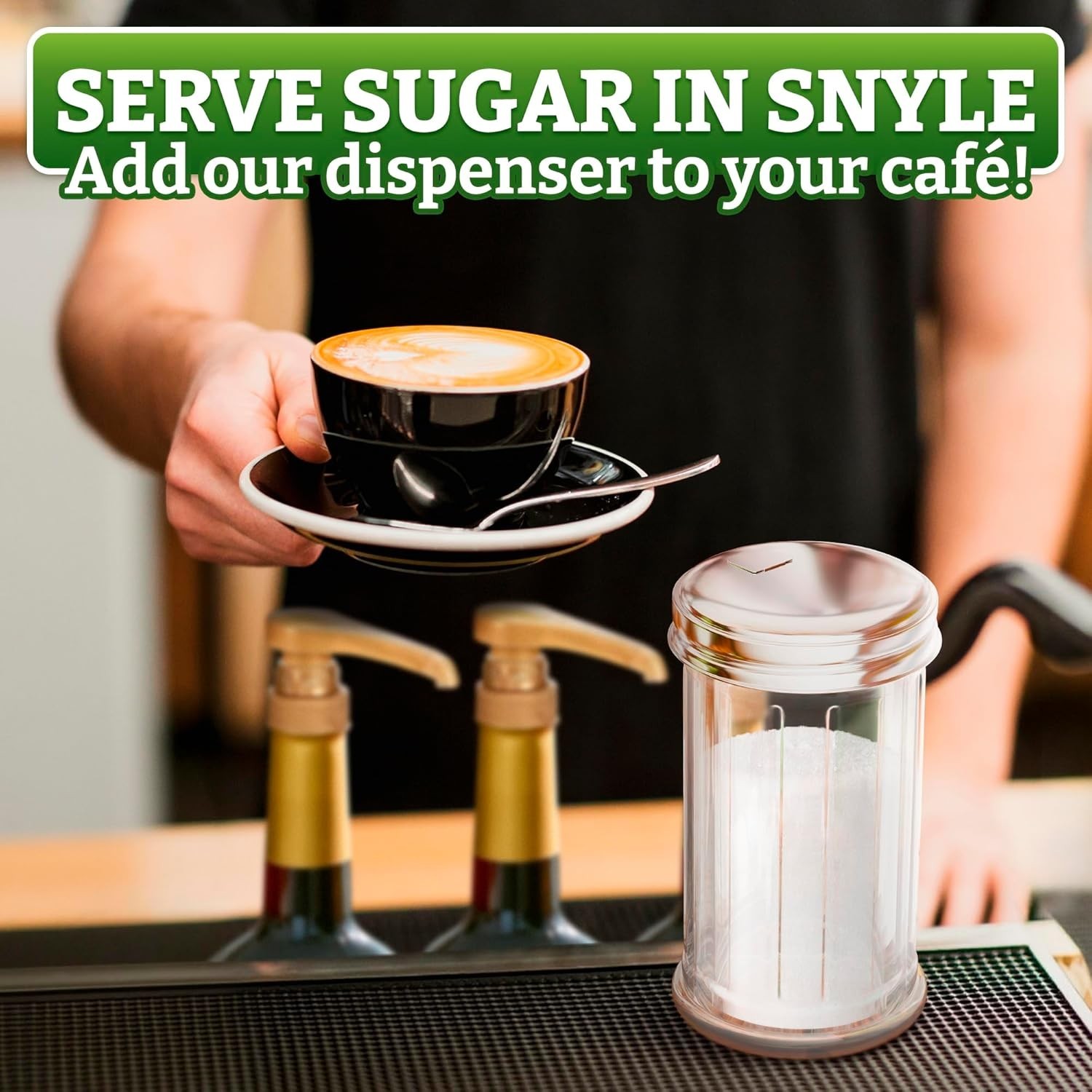 Glass Sugar Dispenser Container with Lid - Sugar Containers for Countertop Kitch