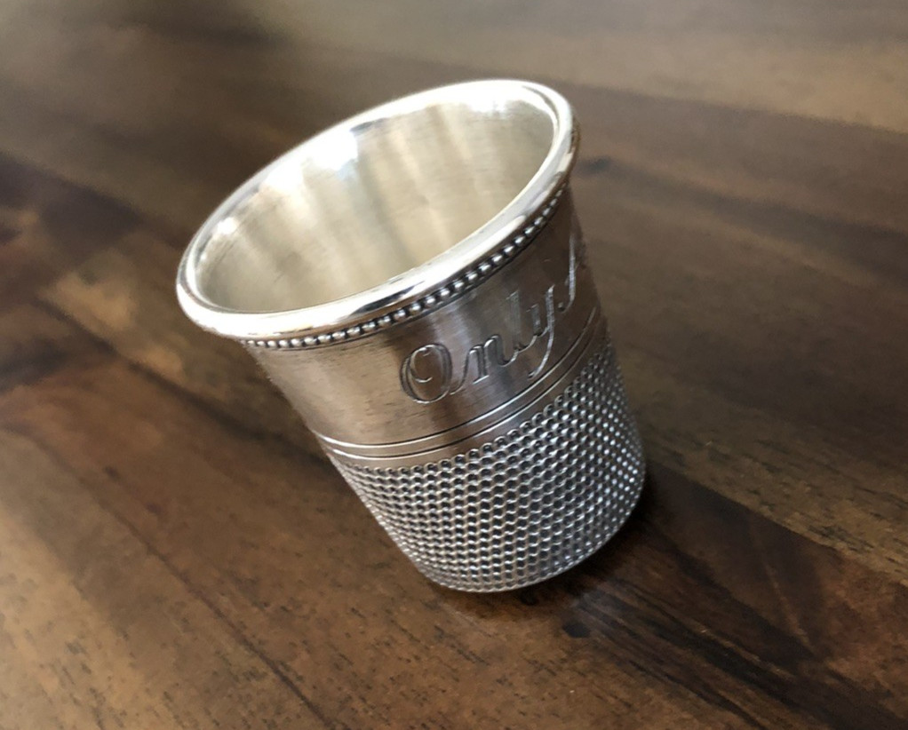 Thomae & Co. Sterling Silver "Only A Thimble Full" Shot Glass Jigger