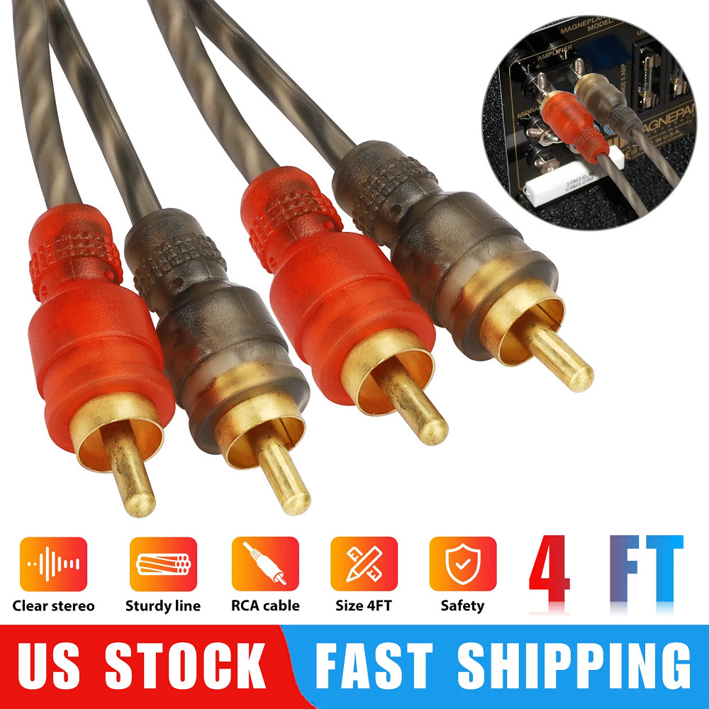 6 PACK RCA Audio Cable Twisted Pair with Noise Reduction Interconnect Amp Wire