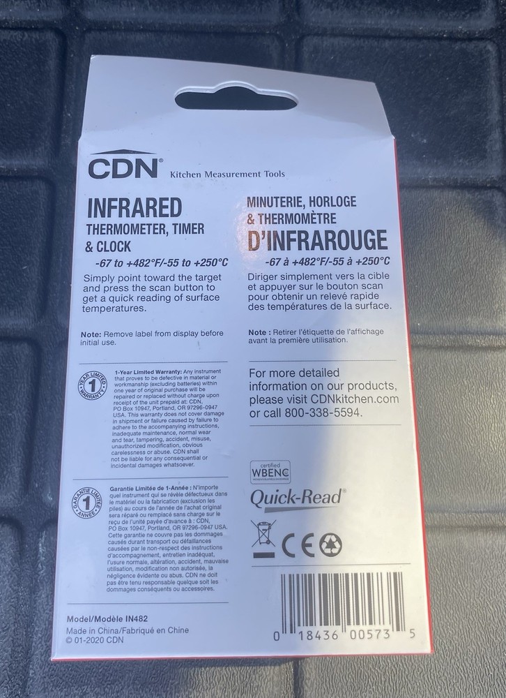CDN IN482 Infrared Wireless Thermometer with 1-Second Response
