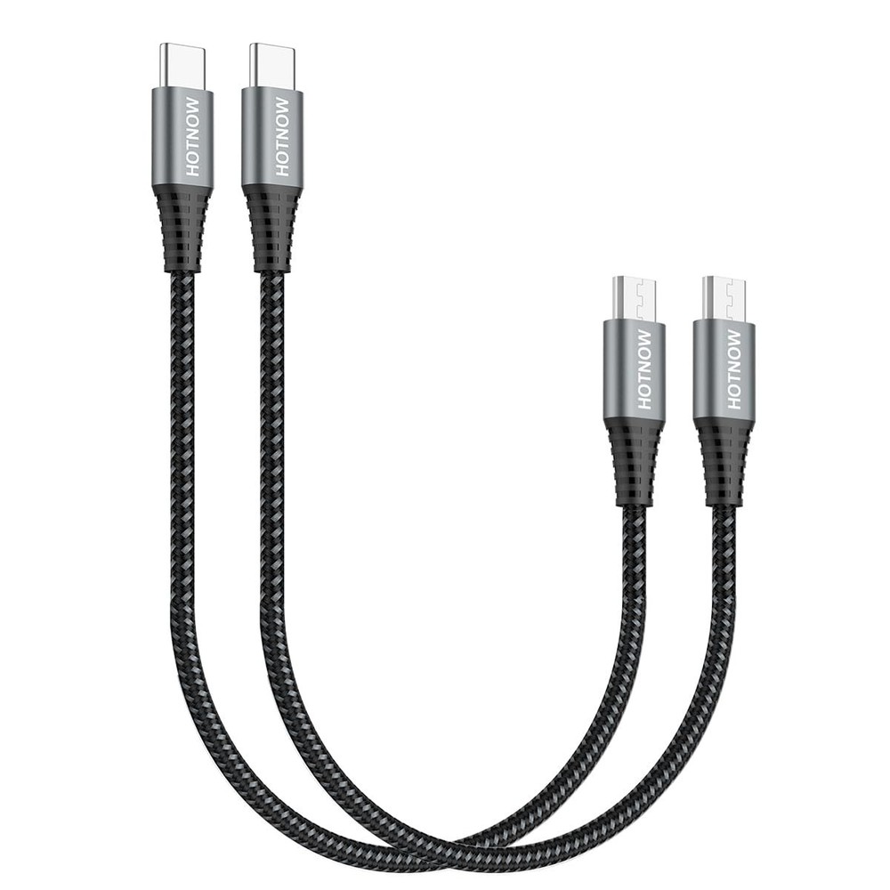 1FT Braided USB C to Micro USB Cable Set - 480Mbps Data Transfer & Fast Charging