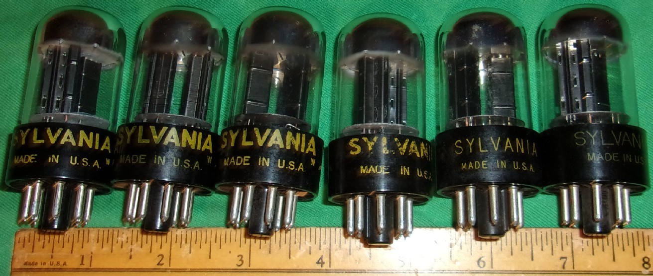 6-SYLVANIA 6SN7GTB Twin Triode Chrome Top! Black Plate! HICKOK TEST GREAT!