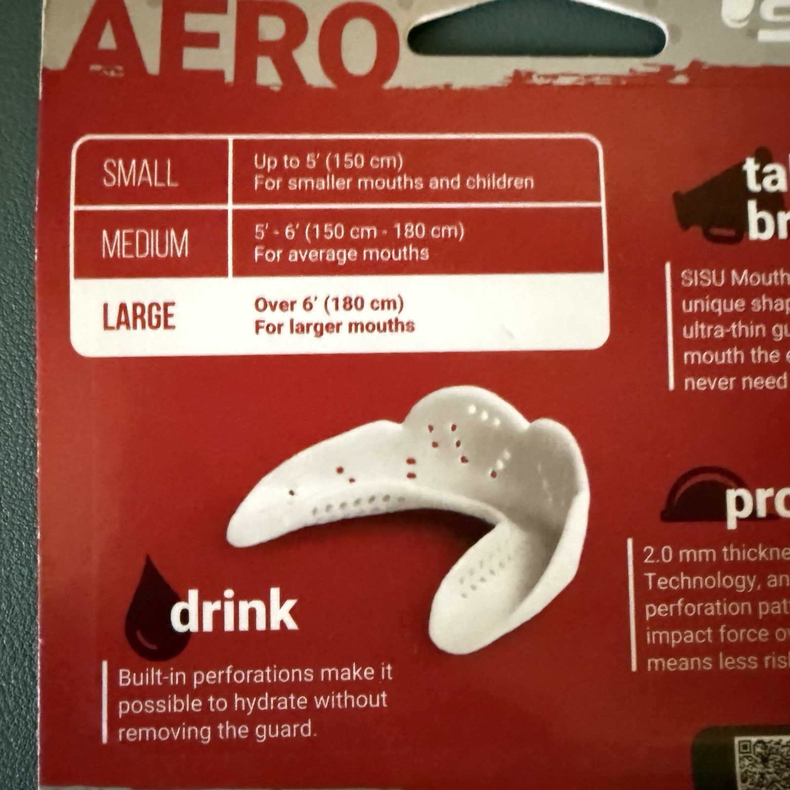 SISU Aero Mouthguard Large Snow White Ultra-Thin Custom Fit Sports Protection