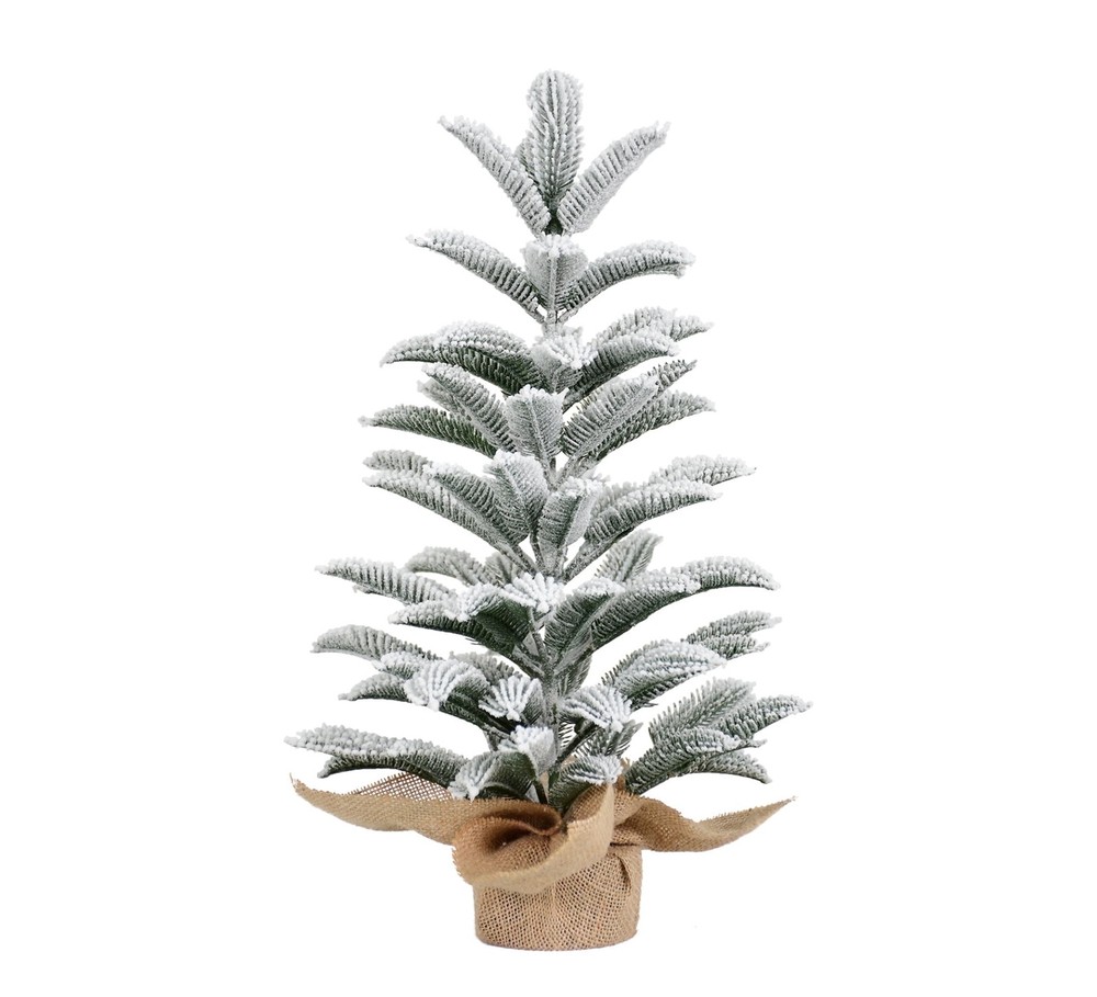 2 ft Flocked Tabletop Artificial Christmas Tree Mini Small Xmas Tree Burlap Base
