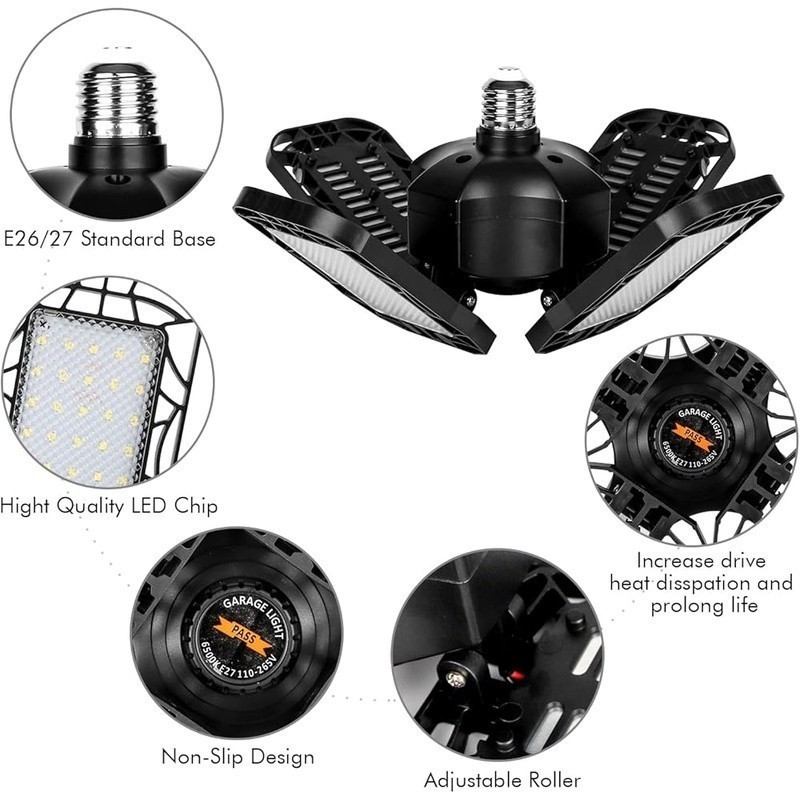 Adjustable 360° LED Garage Light Super Bright E26/E27 Easy Install 288 Chips New