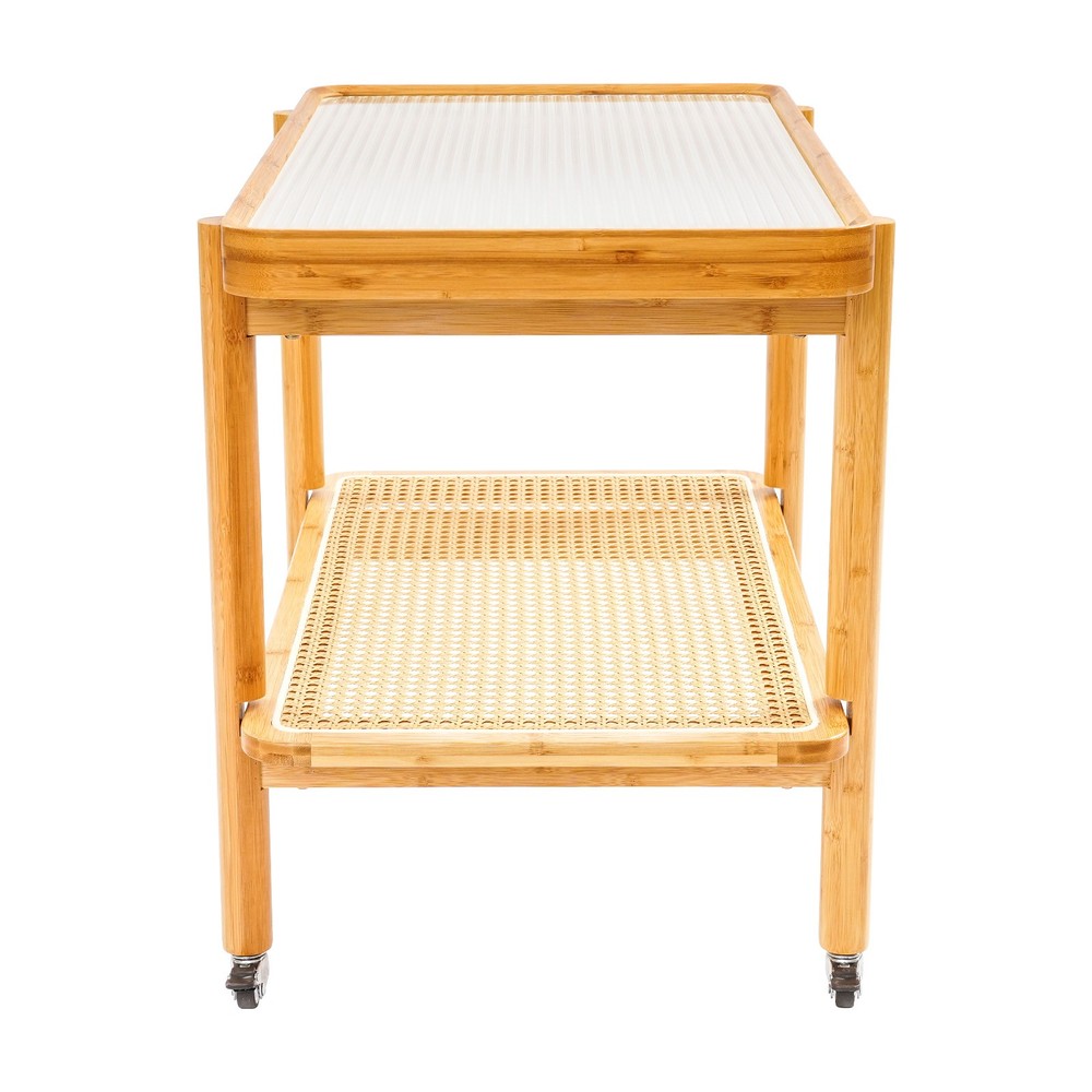 Bamboo Table Portable Sofa Side Table Coffee Table With Wheels Modern Storage