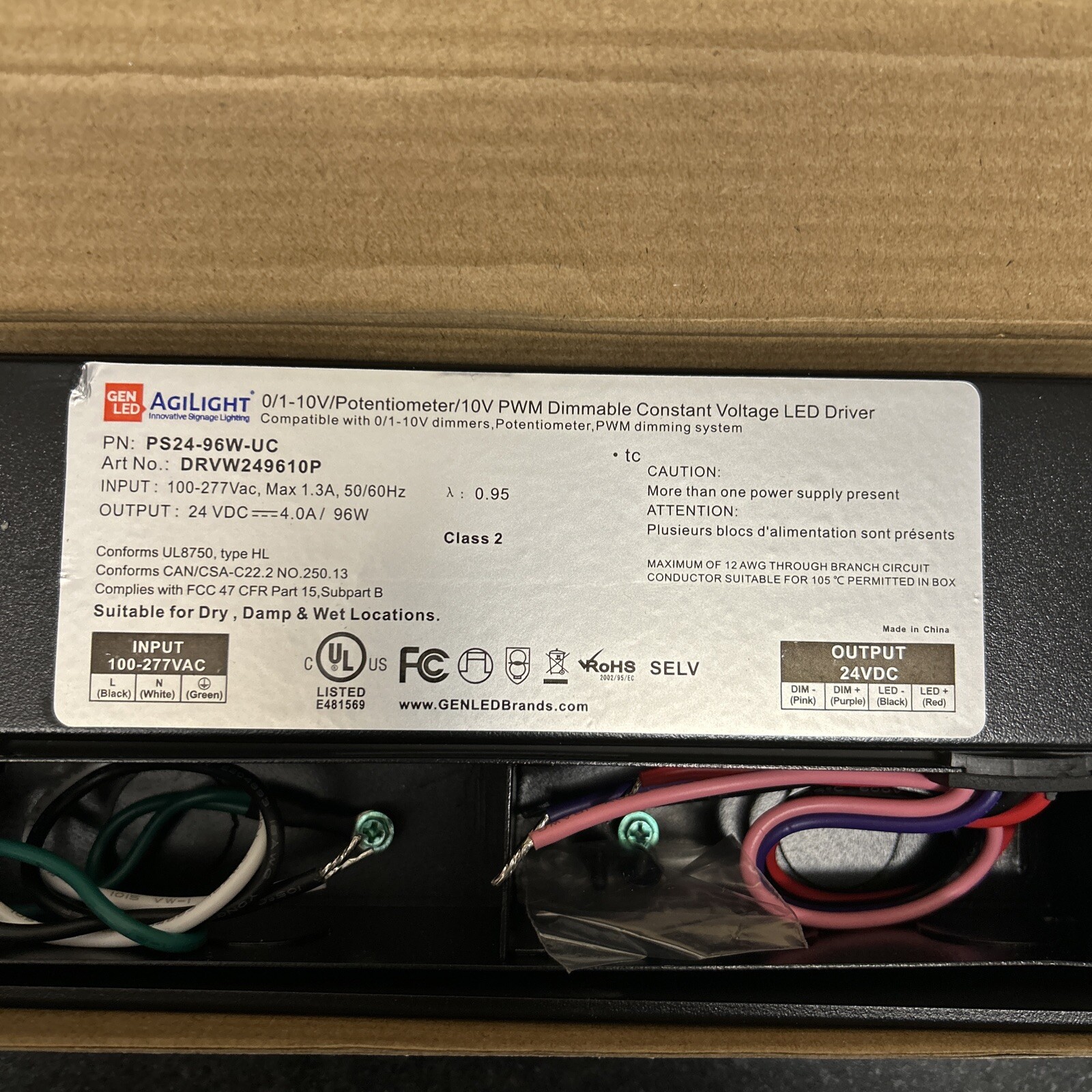 PS24-96W-UC Agilight Dimmable Constant Voltage LED Driver ~NEW~