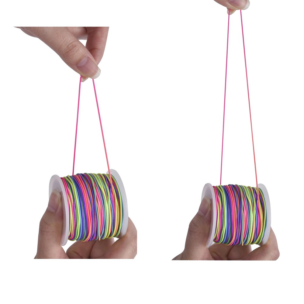 Stretchy Bracelet String,Sturdy Rainbow Elastic 4 Rolls Black, White,