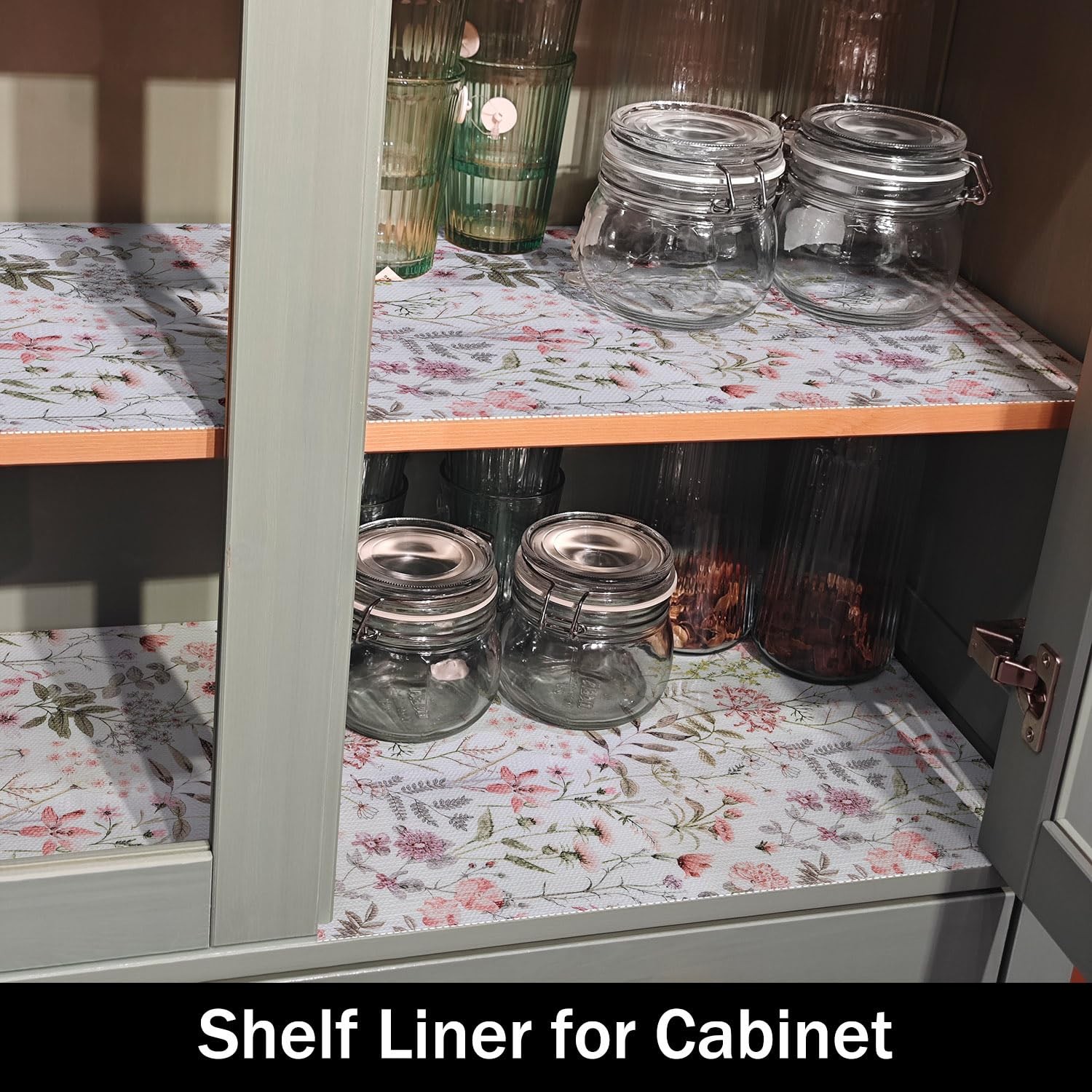 Leaf Floral Shelf Liners Non Adhesive and Strong Non-Slip Shelf and Drawer Li...