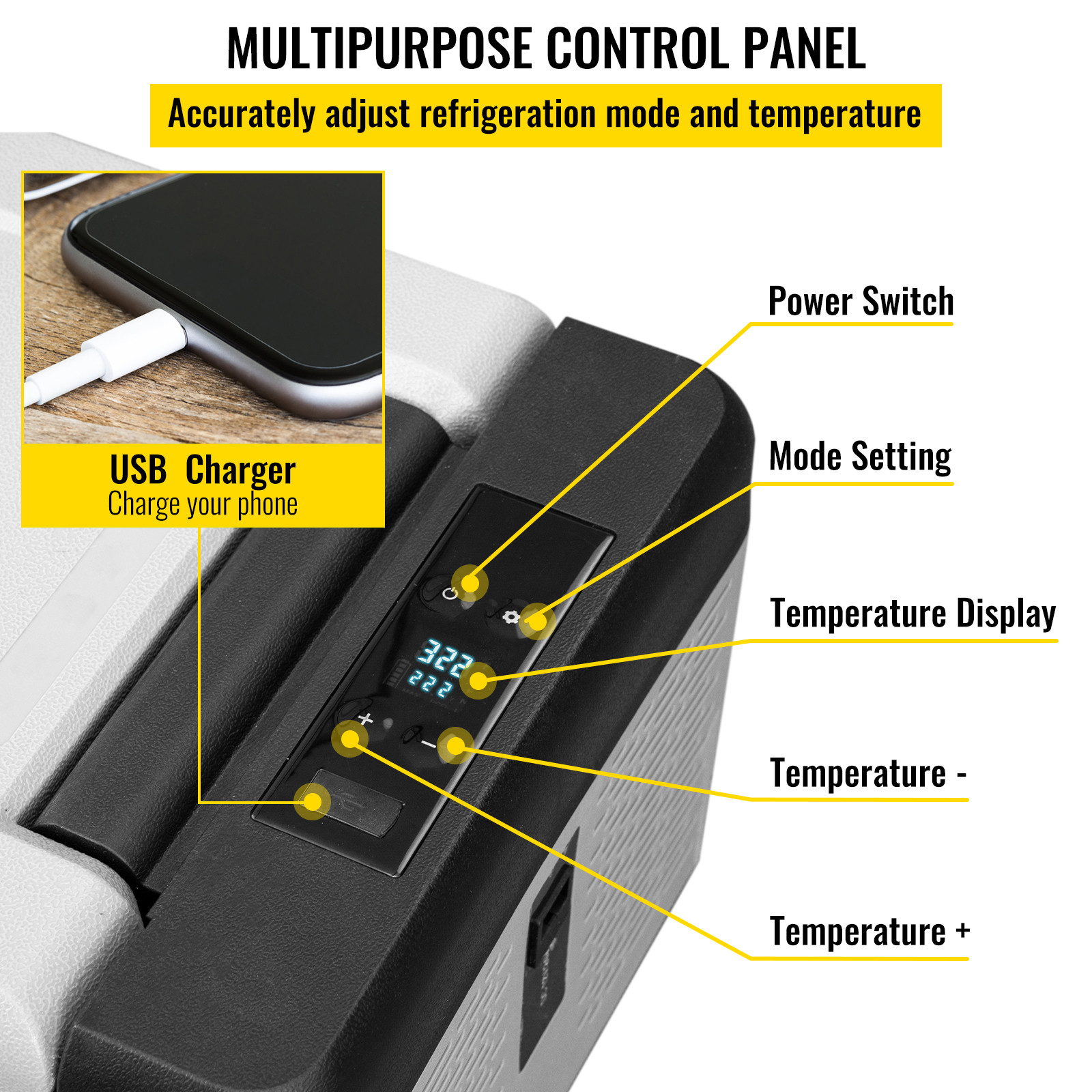 VEVOR 12 Volt Car Refrigerator Portable Freezer 10Qt Camping Compressor Cooler