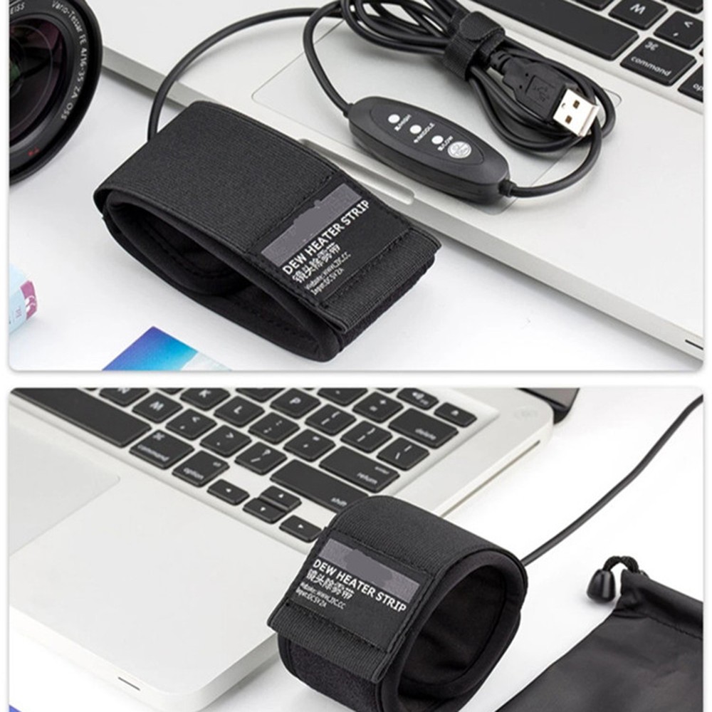 USB Dew Heating Strip with 3 Heat Settings Temperature Controller for Camera Len
