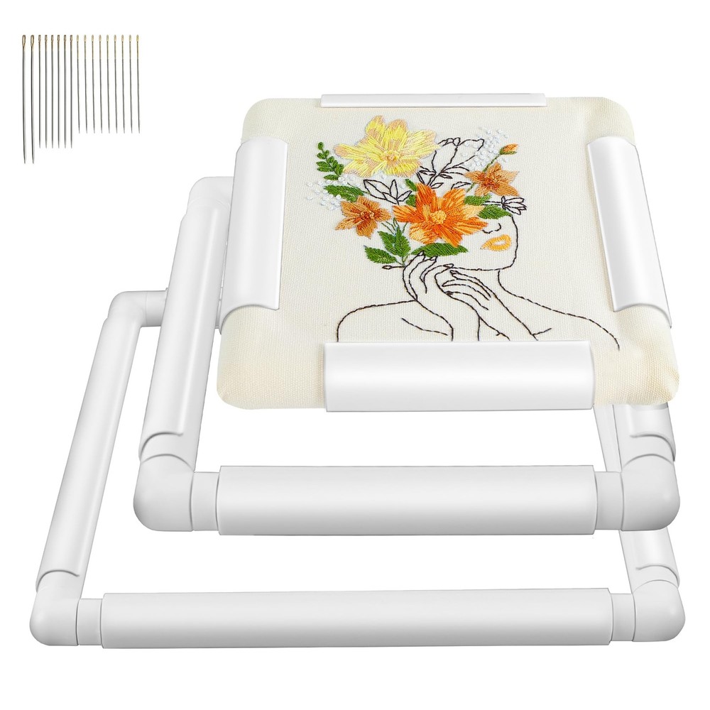 Caydo 3 PCS Square Embroidery Hoops, Plastic Cross Stitch Snap Frames with Se...