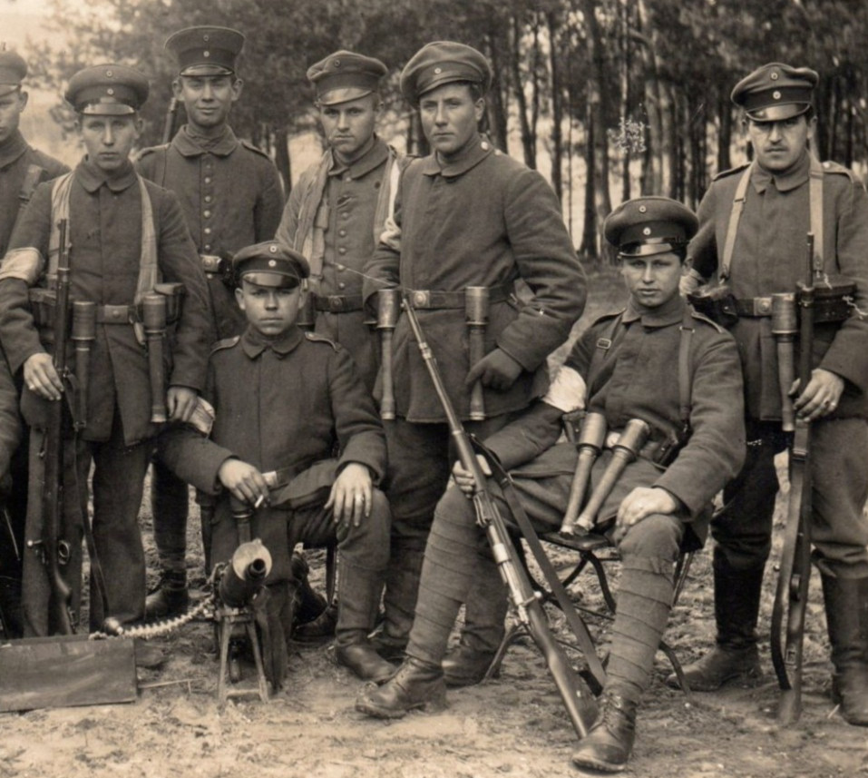 German Friekorps Machine Gun Grenade Rifle RPPC Real Photo Postcard
