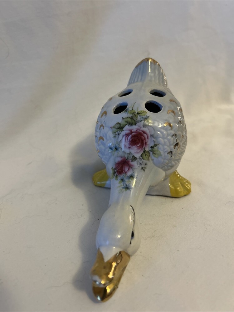 VINTAGE Toothbrush Caddy Decorative Ceramic "QUACKING DUCK" Hand Painted Holder