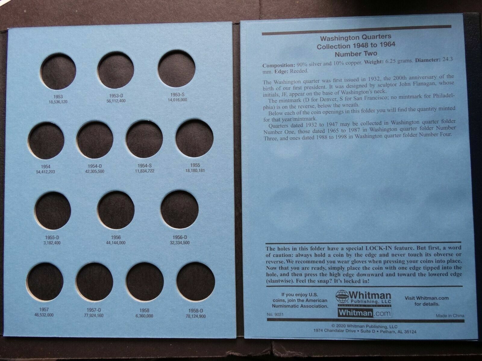 Set of 4 - Whitman Washington Quarters Coin Folders Number 1-4 1932-1998 Book