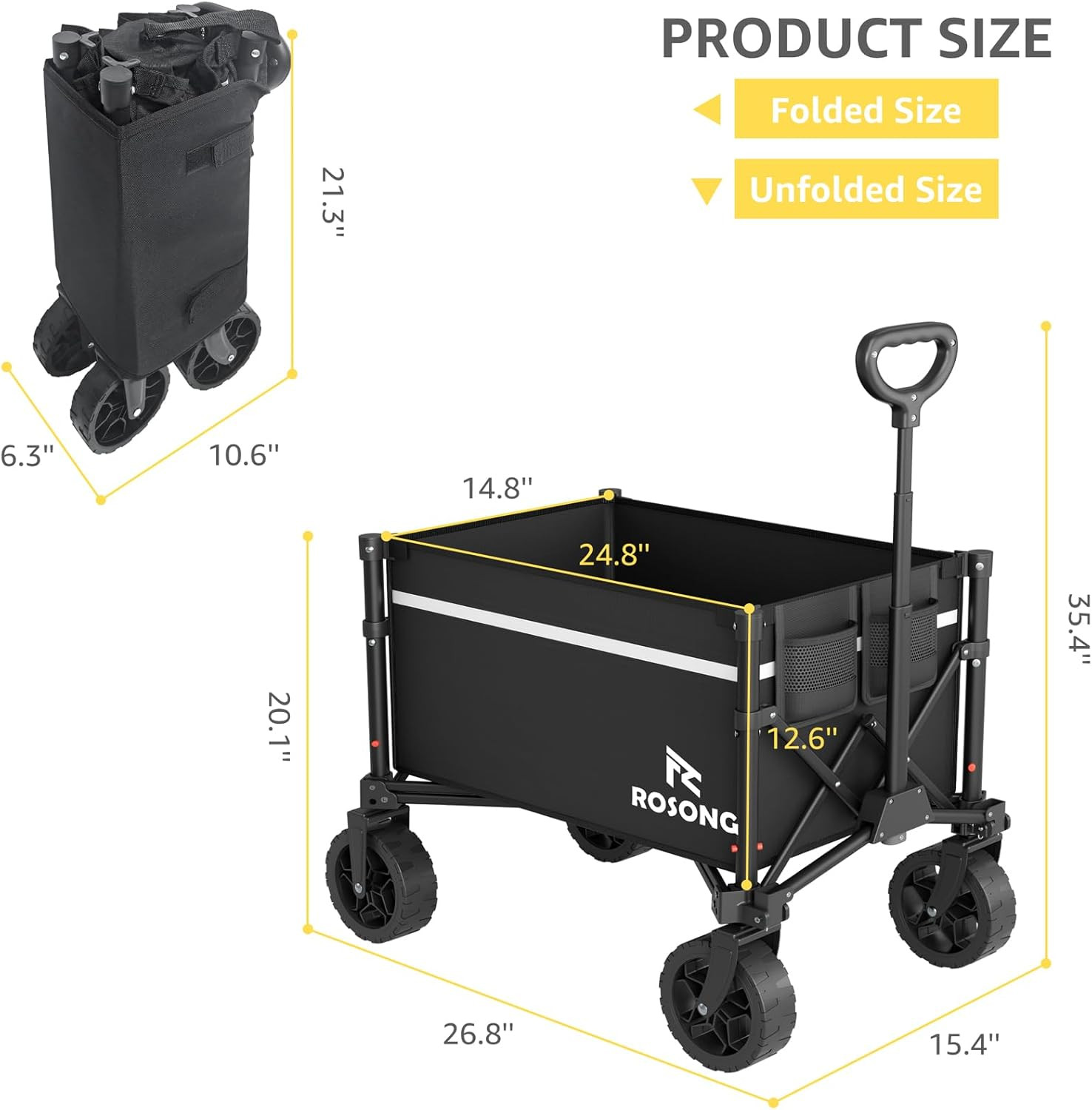 Collapsible Wagon Cart with Wheels Foldable - Folding Utility Heavy Duty Wagons
