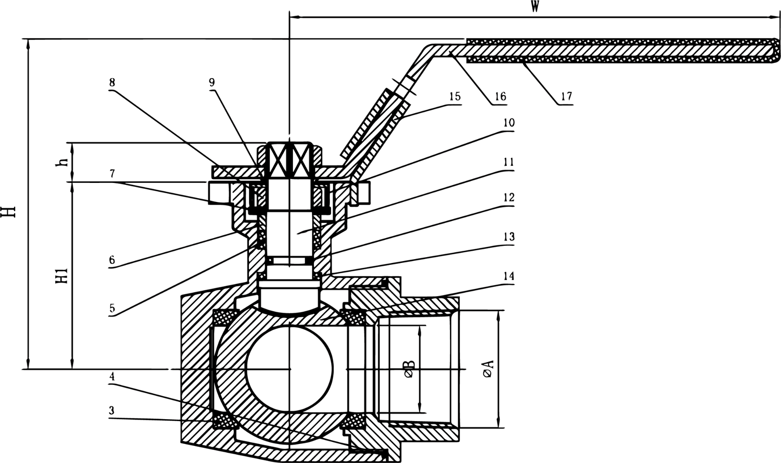 1-1/4" 3-Way T-Port Ball Valve, Stainless Steel, NPT Threaded, 1000PSI