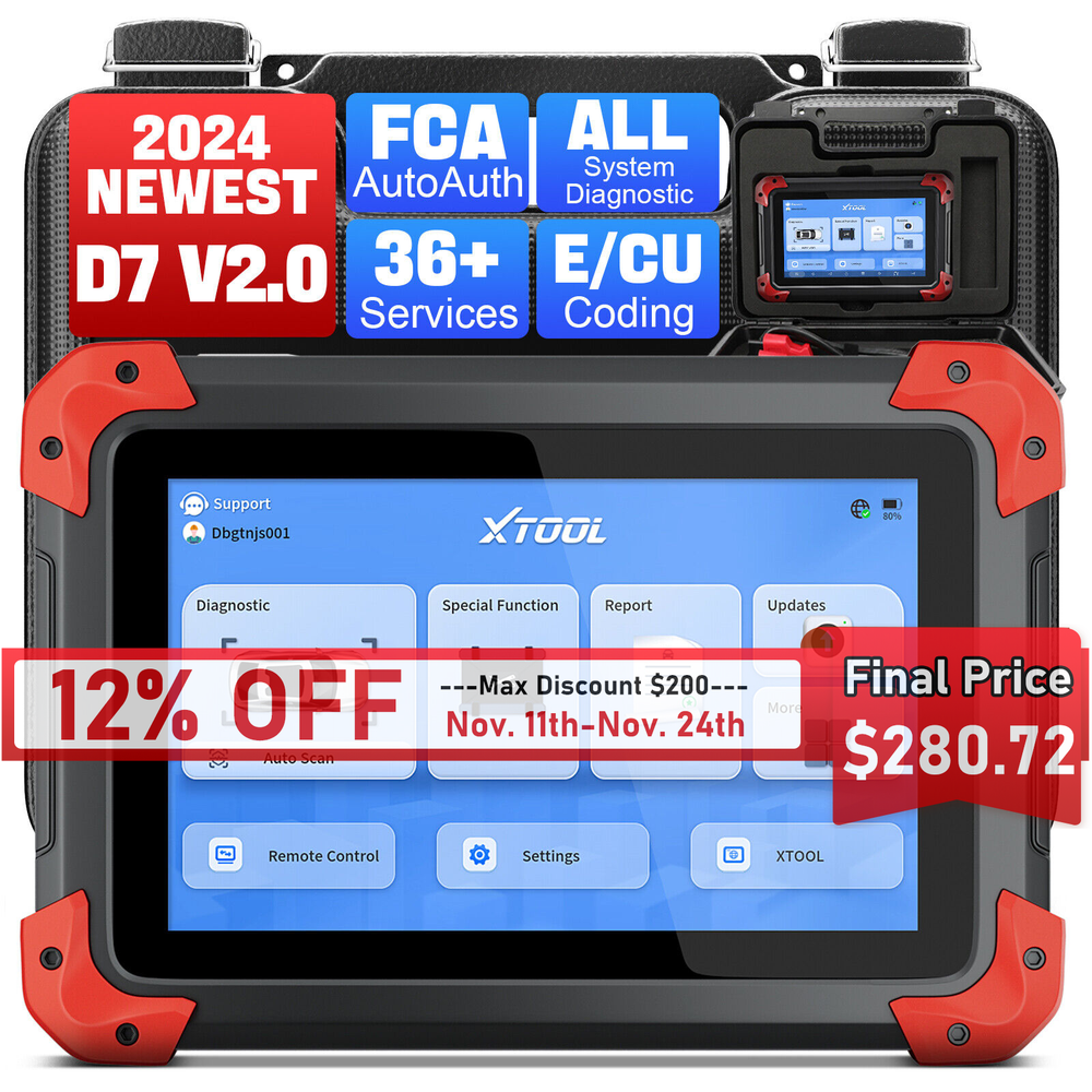 2024 XTOOL D7 V2.0 Full System Bidirectional OBD2 Scanner E.CU Coding CAN FD FCA