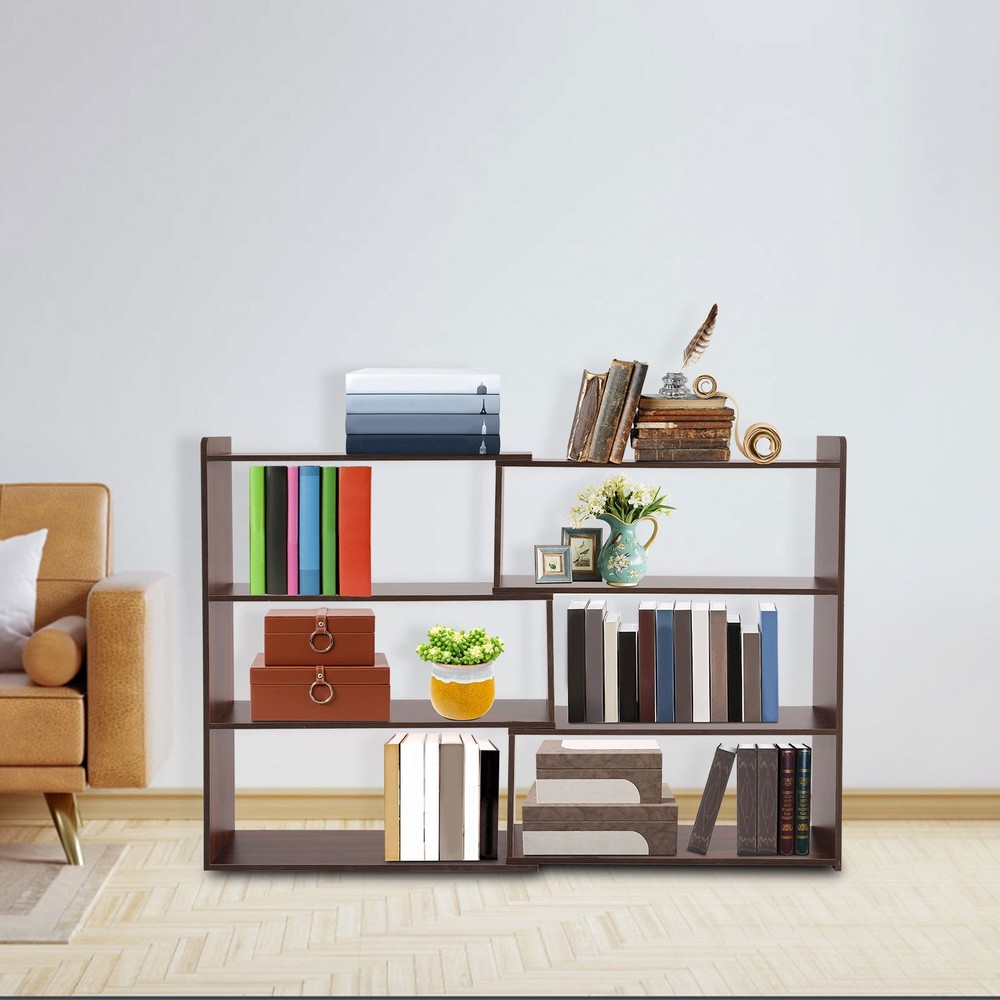 3-Tier Expandable Bookcase Open Storage Shelf Retractable Book Storage Rack