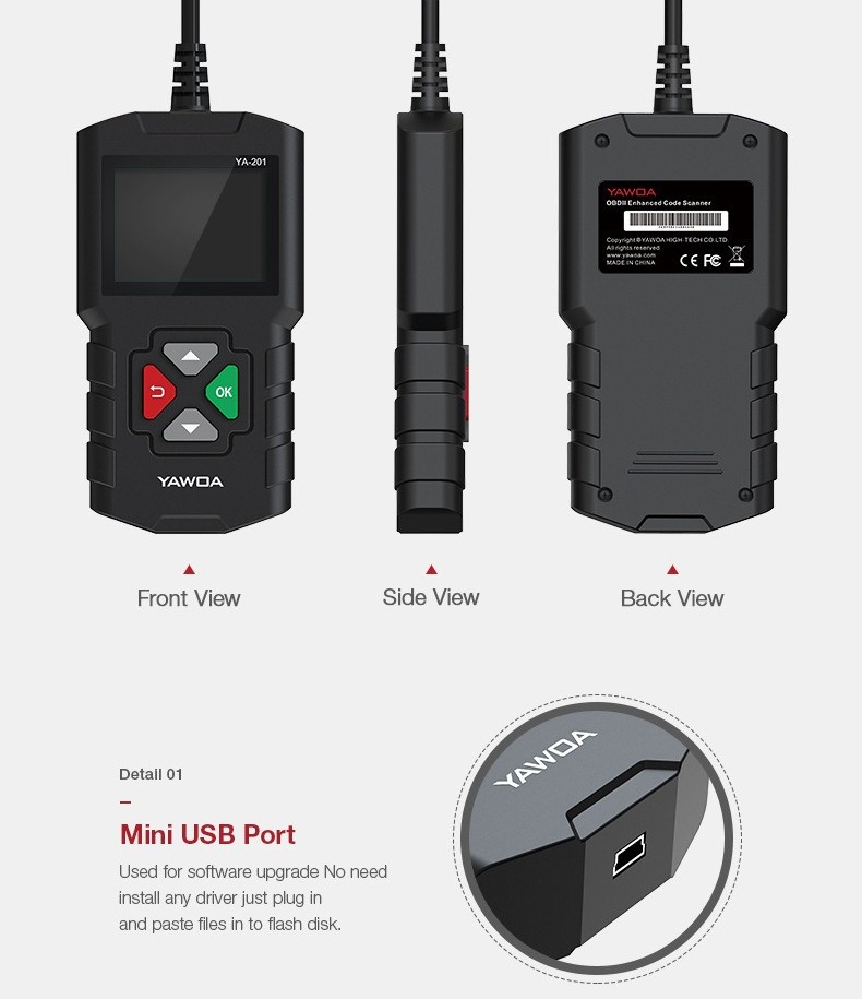 YA201 OBD2 Car Diagnostic Code Reader Fault Scanner Tool Tester Same as CR3001