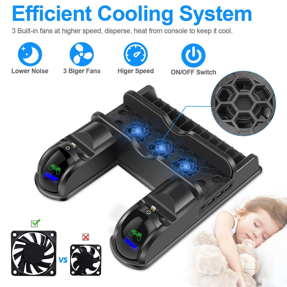 Vertical Cooling Stand For Playstation 4 Console PS4 Dualshock Controller Games