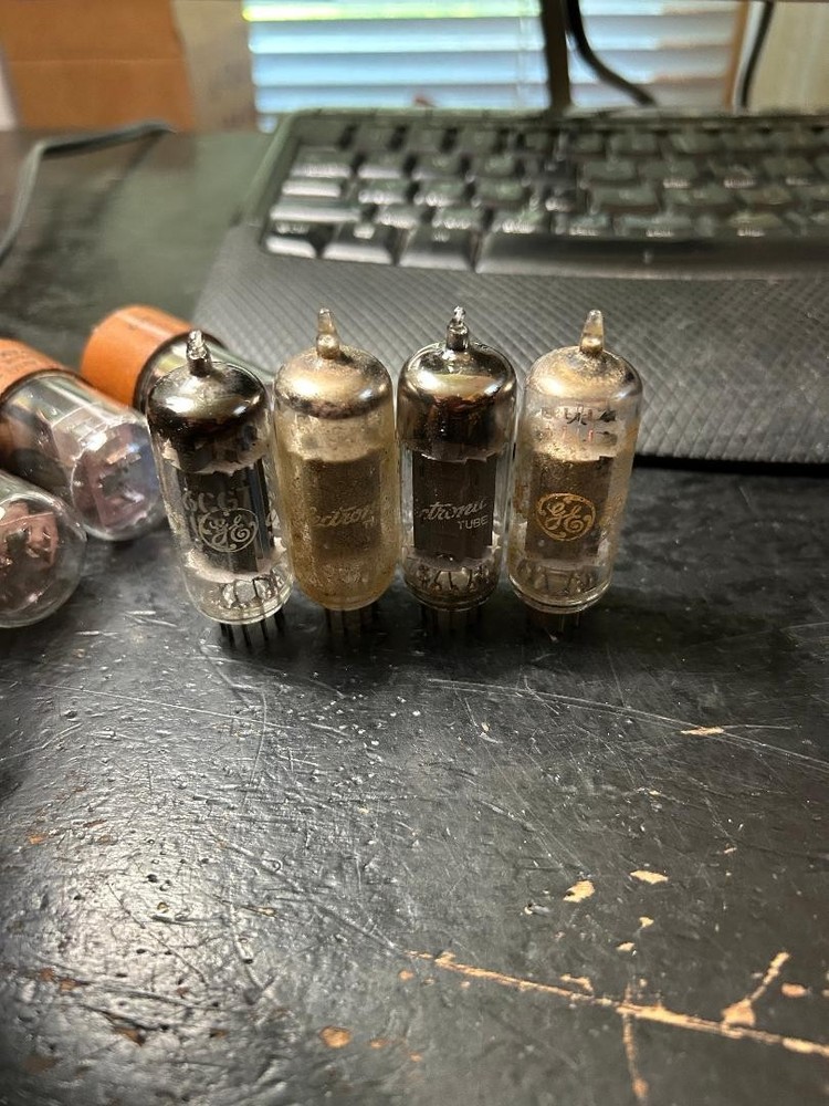 quad of 4 GE 6CG7 / 6FQ7 vacuum tubes test ~NOS New