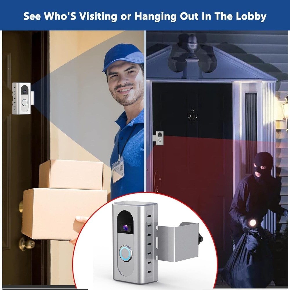 Secure Silver Video Doorbell Mount: Adjustable Bracket for Ultimate Protection