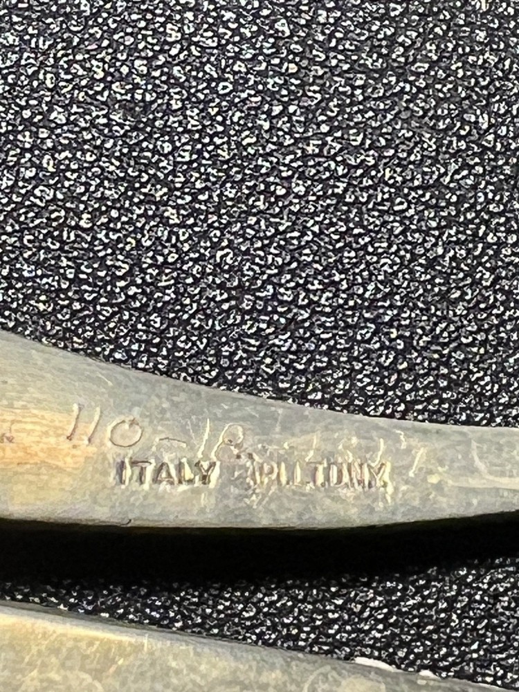 Bellini Italy 1950s Ornate Pierced Silverplated Serving Set Spoon Fork, 10”