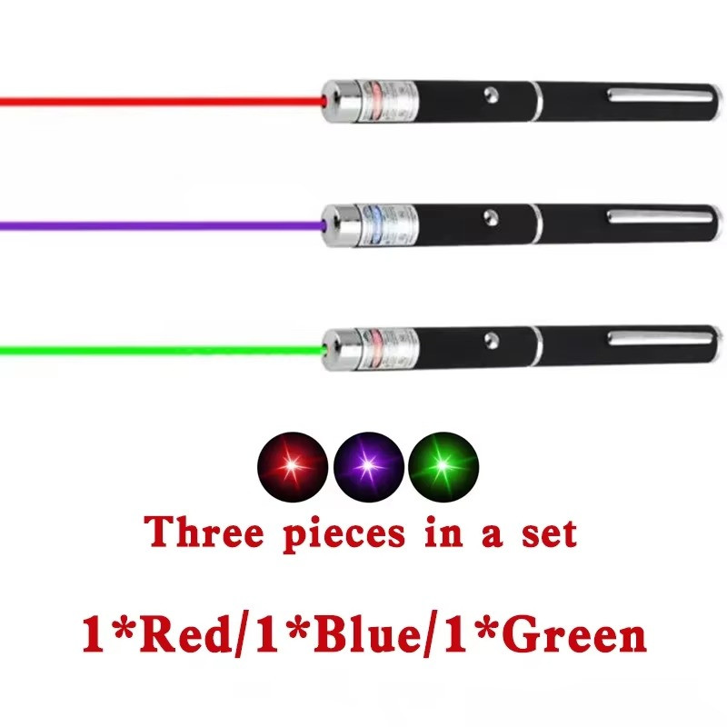 3pcs Laser Pointer Pens Red Green Blue Light Visible Beam Laser Pointer for Cats