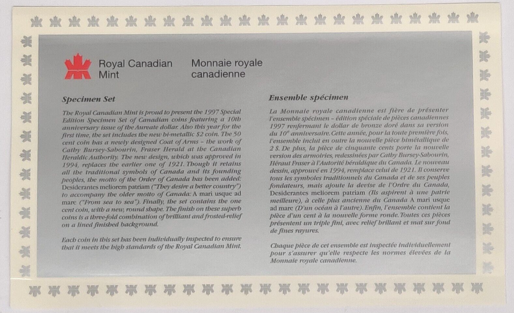 1997 CANADA SPECIMEN SET