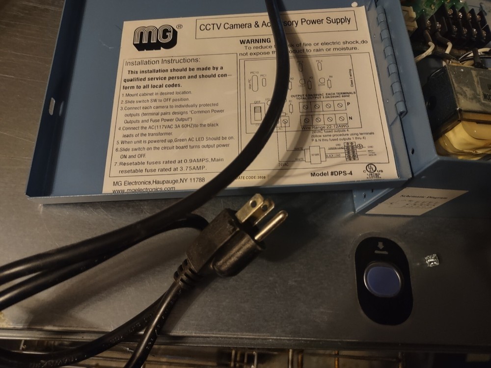 MG Electronics DPS-4-UL 4-Camera 24VAC 4A Distributed Power Supply