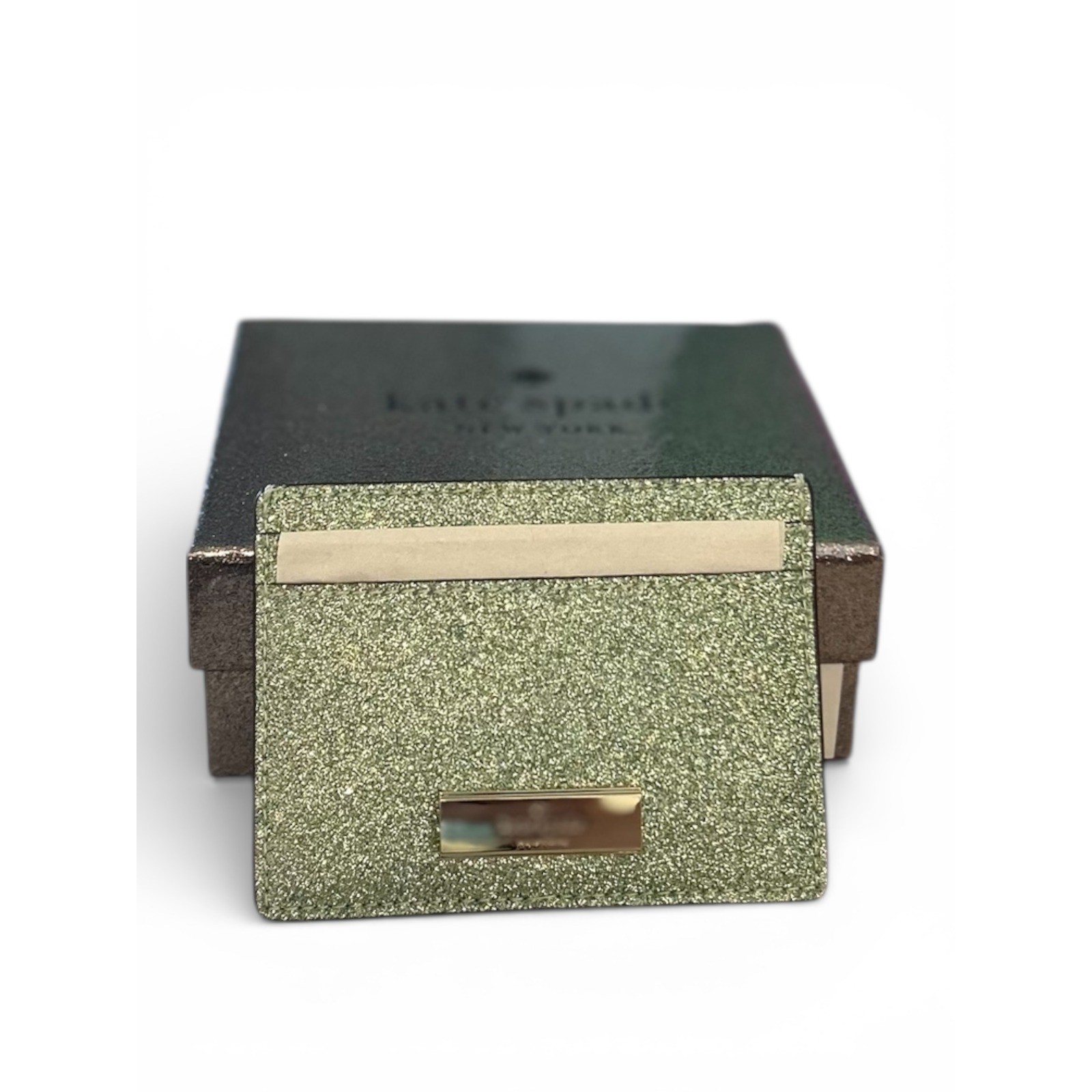 Kate Spade Kenzie Glitter Mixed MaterialsBoxed Small Slim Card Holder NWT NIB