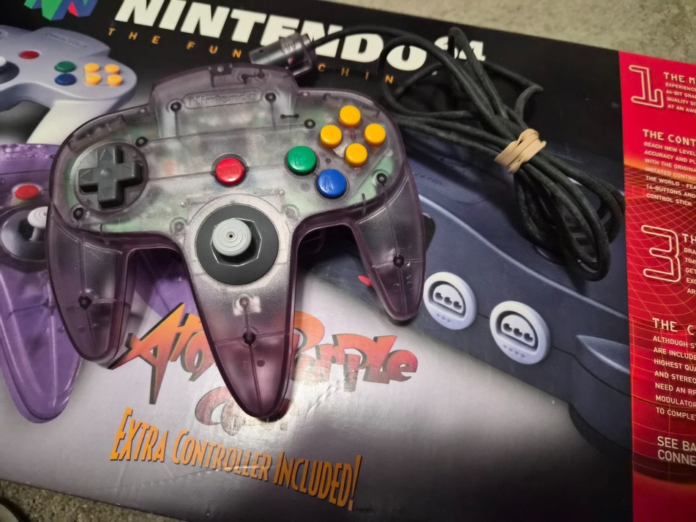 Nintendo 64 Atomic Purple Console Bundle N64 w/ Controller Cords Tested Working