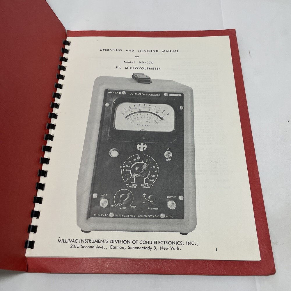 Millivac Model MV-27D DC Microvoltmeter Operating & Servicing Manual
