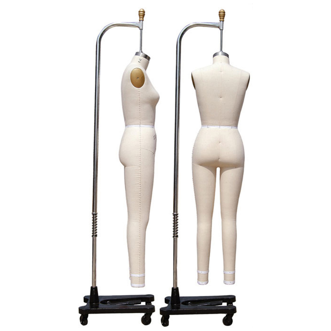 Pro Female Full Body Linen Size 2 Pinnable Dress Form Mannequin with Arm