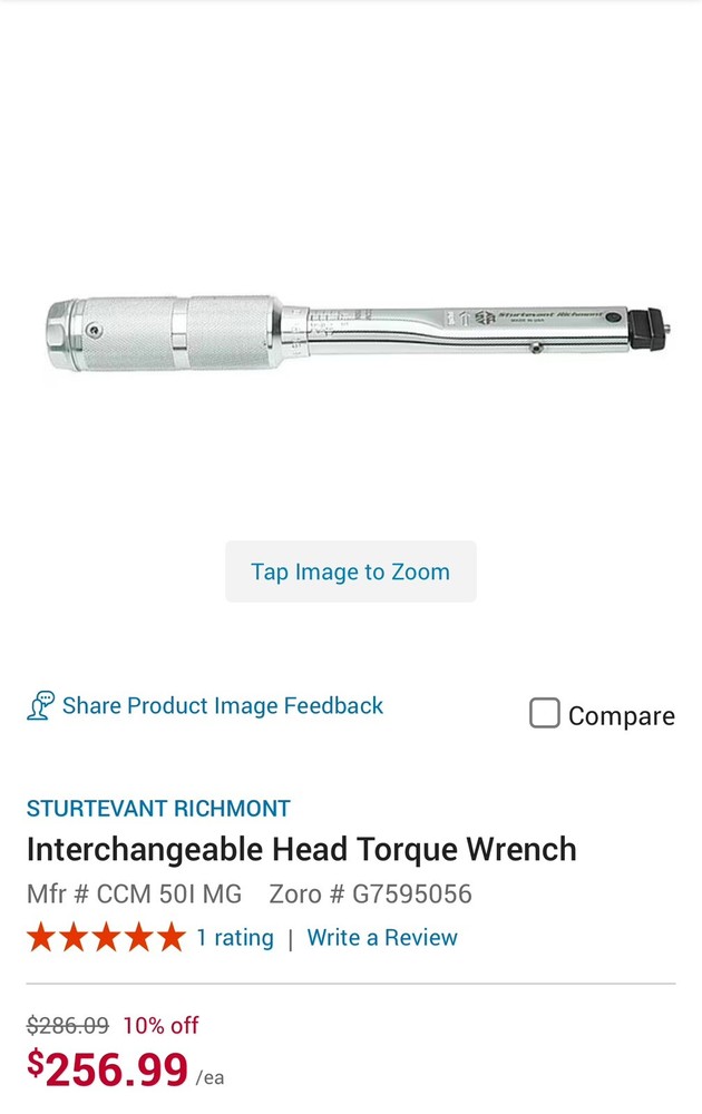 Sturtevant Richmont Ccm 50I Interchangeable Head Torque Wrench Clean!!!