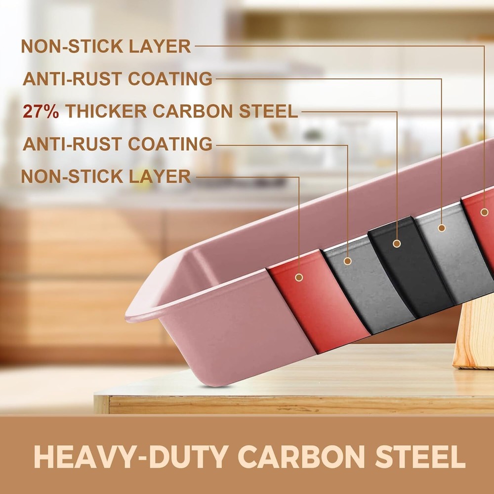 Bakeware Set, Kitchen Nonstick Baking Pan with Wider Handles, 10-Piece Set