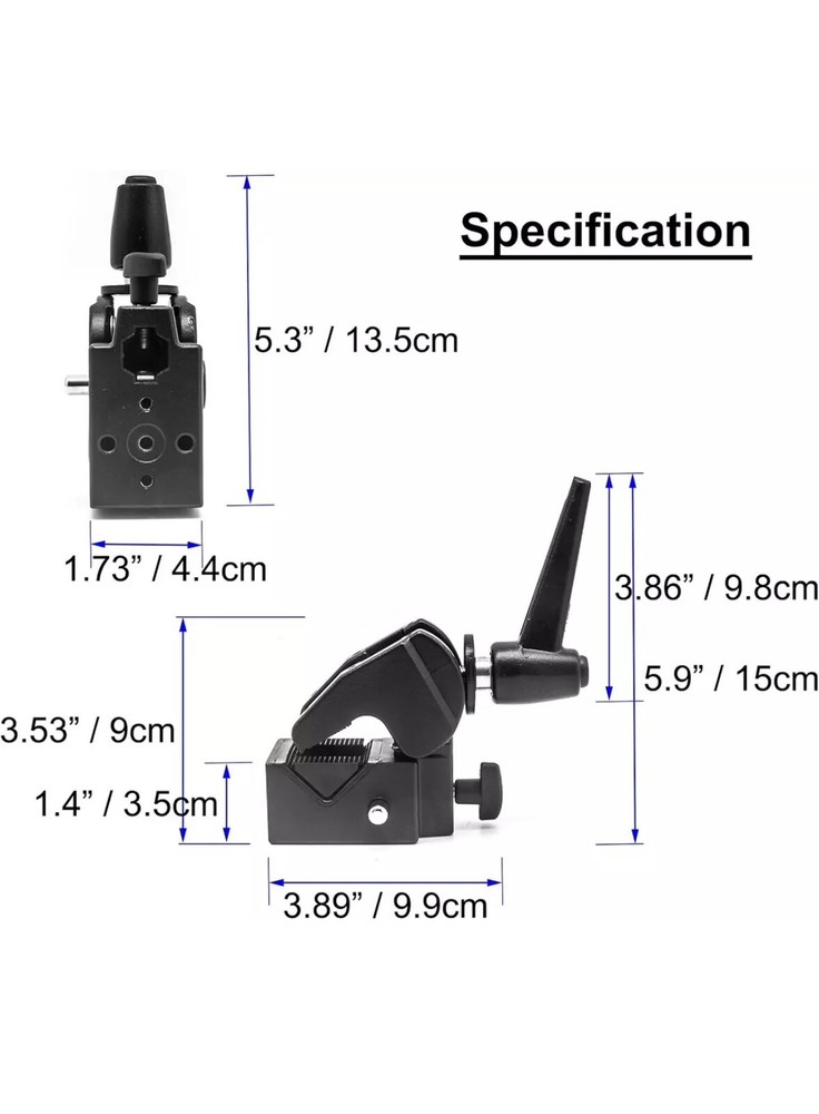 Multi-Function Super Clamp with Standard Stud for Photography Studio Video Camer