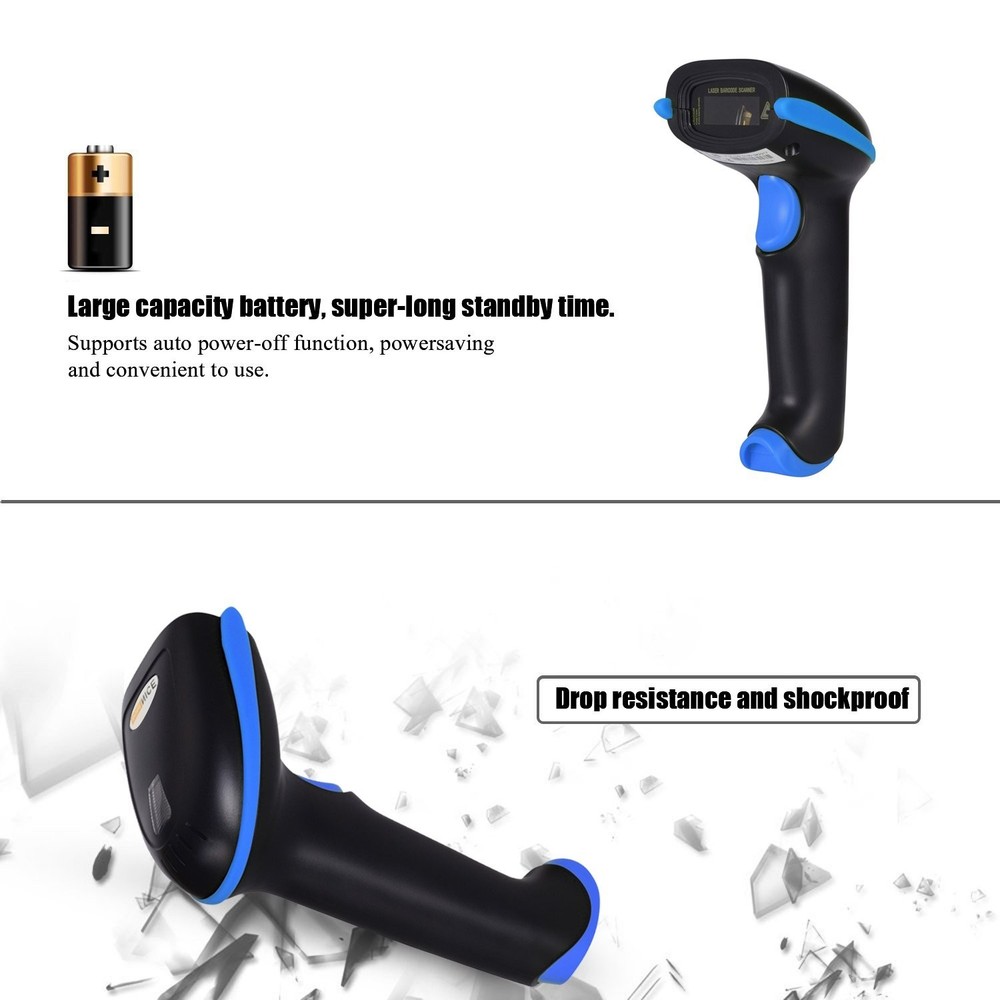 WoneNice 2.4G Wireless Barcode Scanner – 1D Handheld Cordless Barcode Read