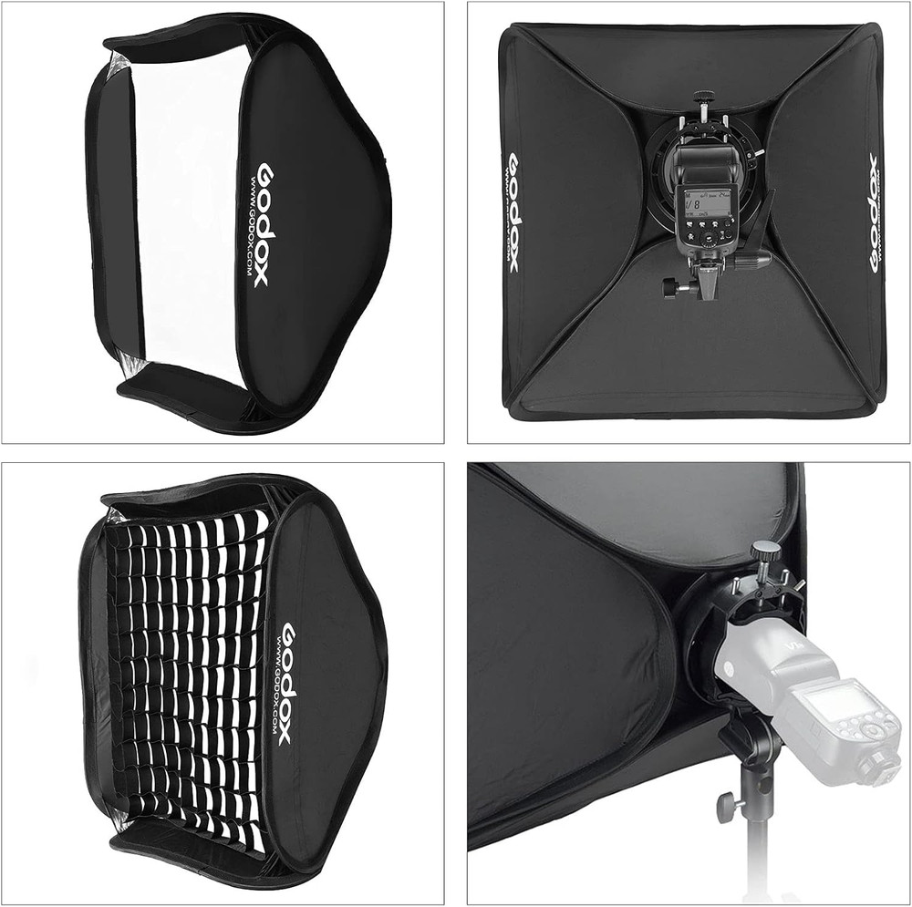 32"X 32" /80X80Cm Foldable Flash Softbox Kit with Grid, S-Type Speedlite Bracket