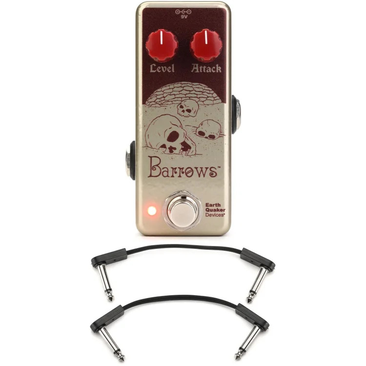 EarthQuaker Devices Barrows Fuzz Pedal with EBS Flat Patch Cables - Red Nickel,