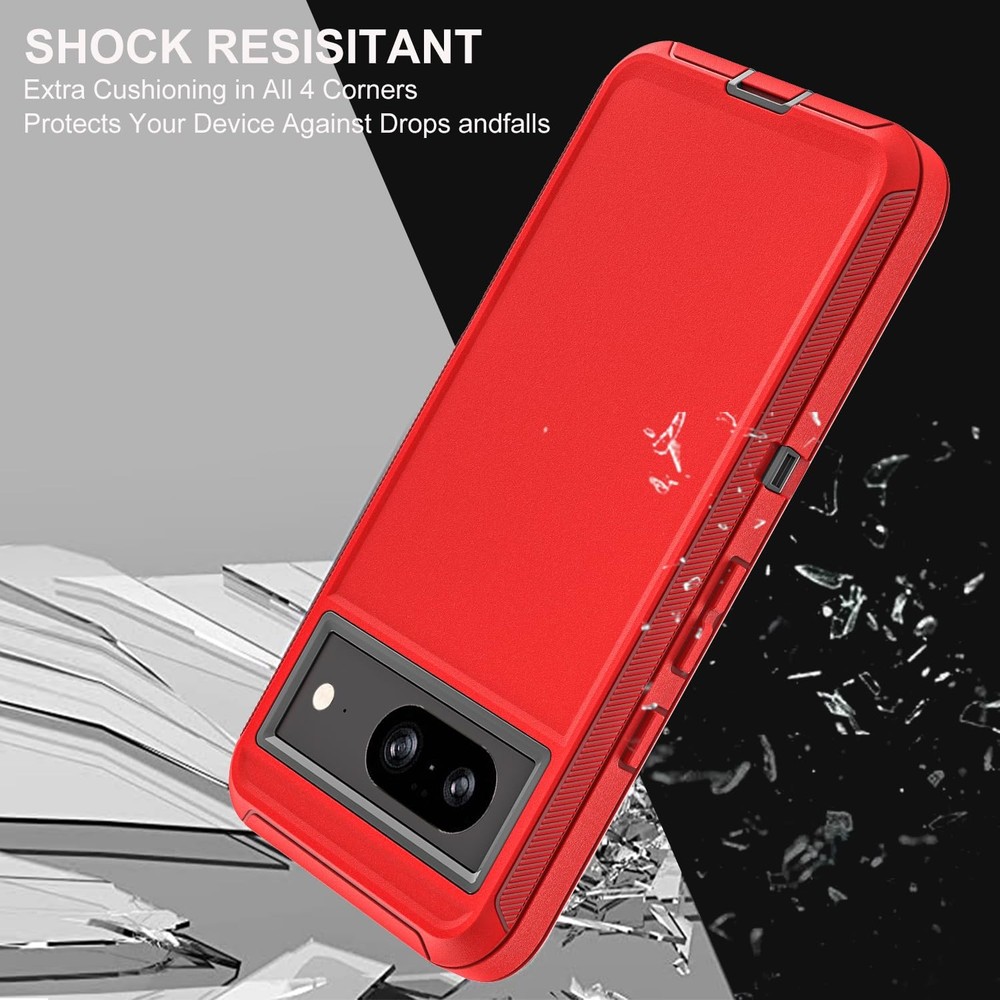 Google Pixel 8 Heavy Duty Shockproof Case, 2-Pack Screen Protectors
