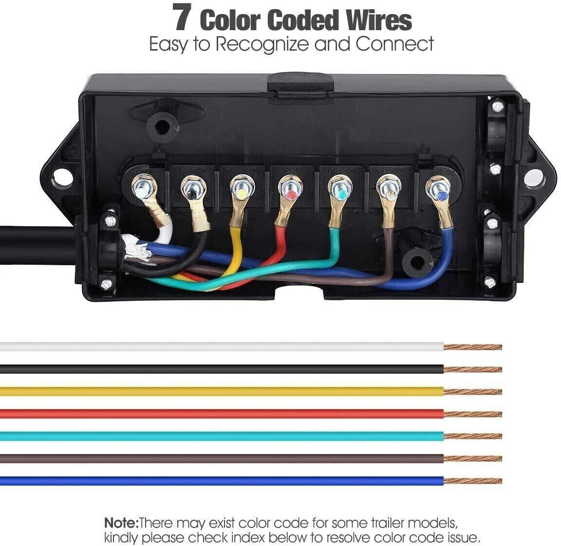 7-Way Trailer Plug 7 Pin Trailer Weatherproof Trailer Wiring Harness Connector