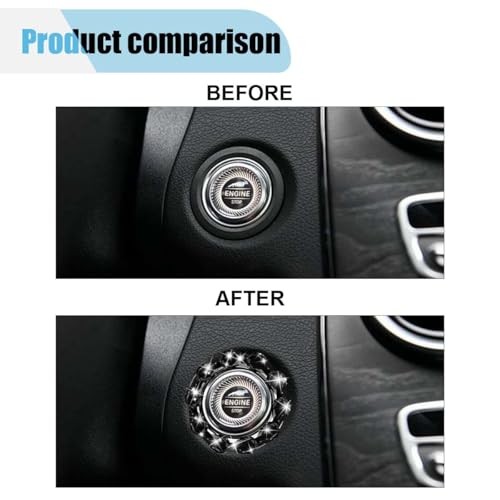 Bling Car Engine Start Stop Button Decoration Ring, Crystal Push to Start Black
