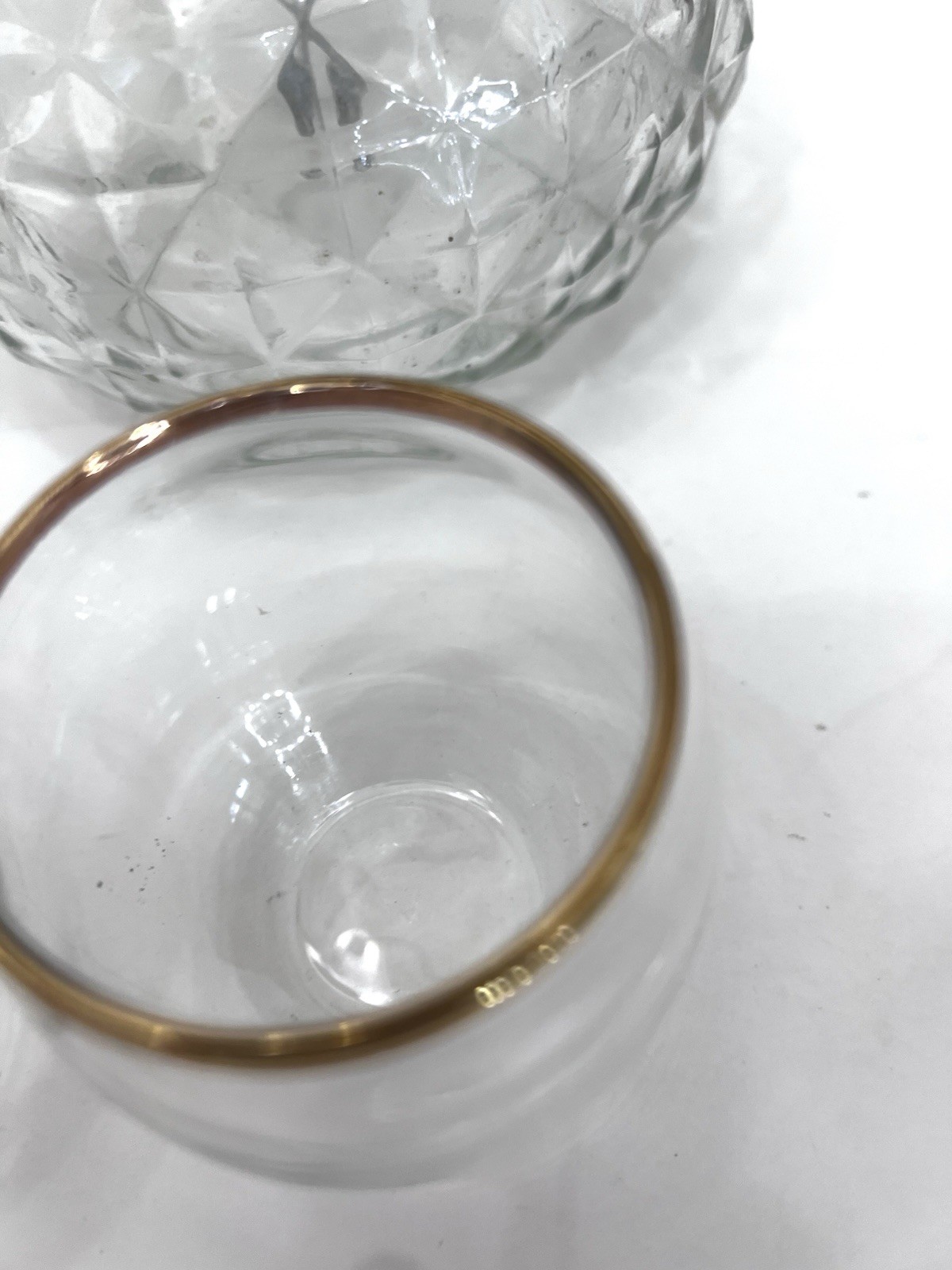 Vintage Park Sherman Liquor Dispenser Set with Brass Pump and 6 Gold Rim Glasses