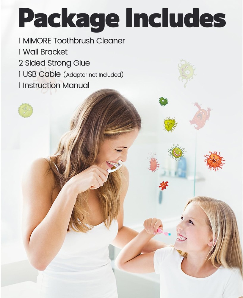 Toothbrush Holder, 4 Toothbrush Slots & Timer Function, Cordless Wall Mounted...